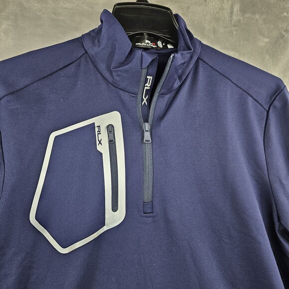 Polo Ralph Lauren RLX Performance 1/4 Zip Pullover Jacket Mens Medium Blue - Picture 3 of 6